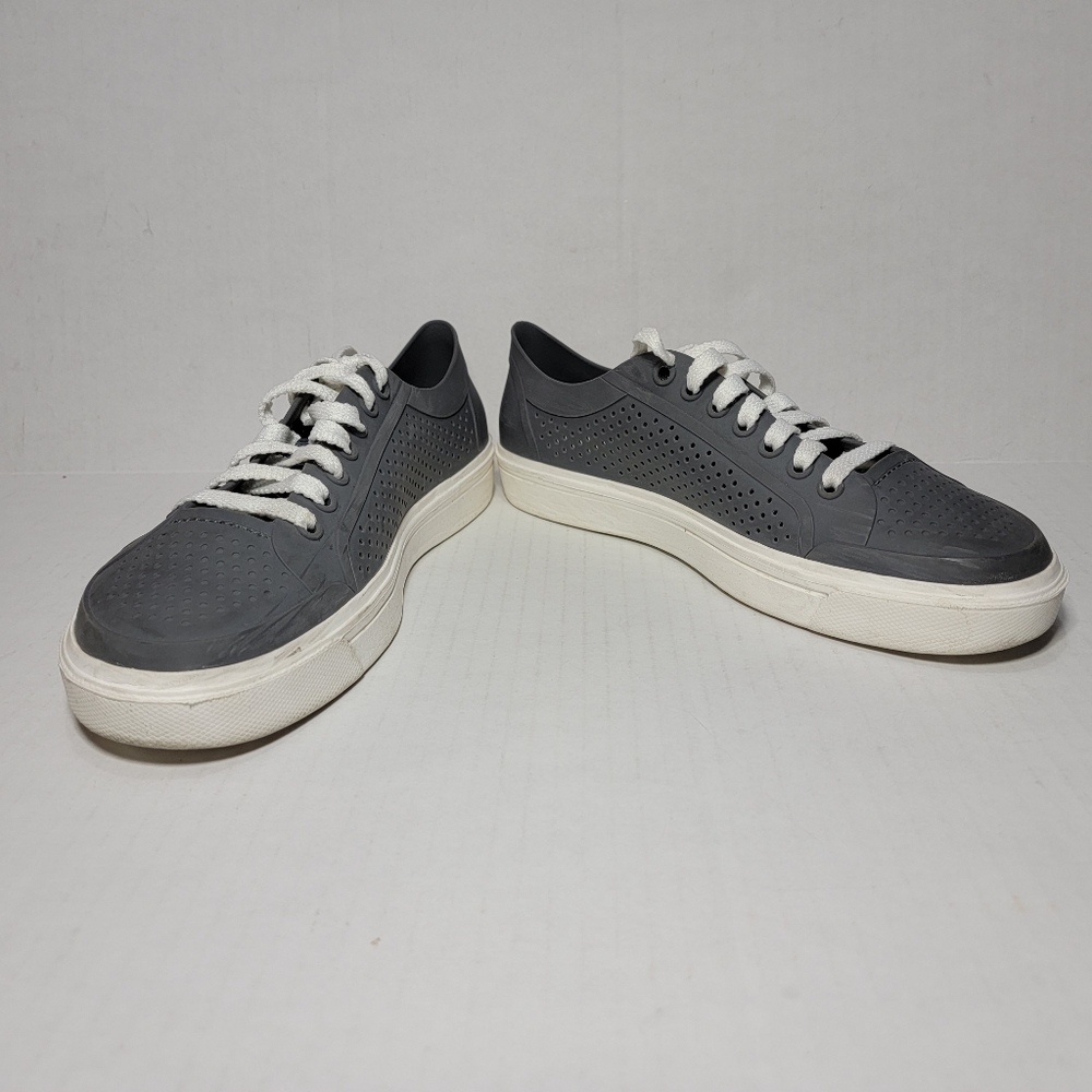 Crocs Shoes Mens 7 Citilane Roka Gray Rubber Court Sneaker Lace Up Casual 204872
